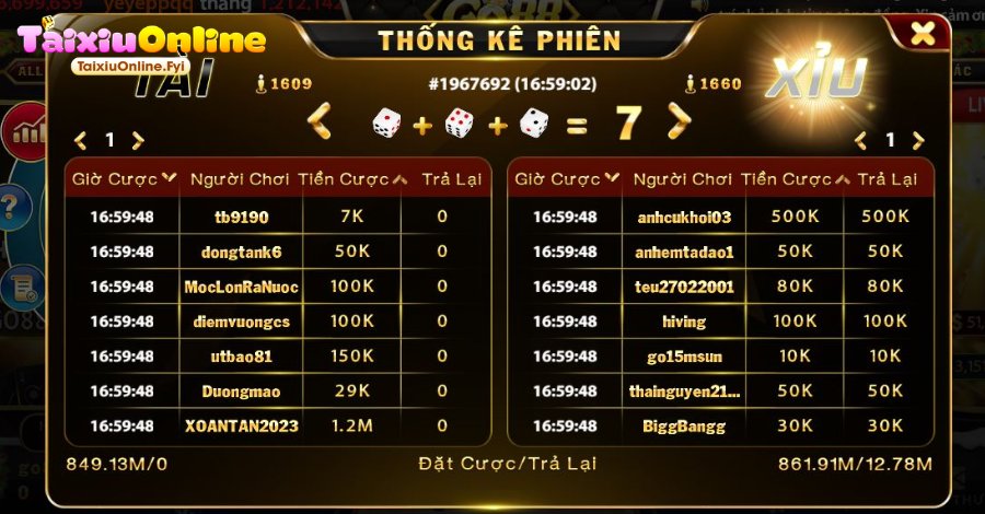 Cách chơi và tính tiền hũ trong Tài xỉu Online tại GO88 khá đơn giản